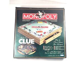 Parker Bros Monopoly And Clue Plus 6 Classic Games‎ Wooden Chest Complete 2004
